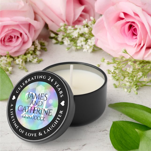 Elegant 24th Opal Wedding Anniversary Celebration Mini Candle Favors (Insitu (Wedding))
