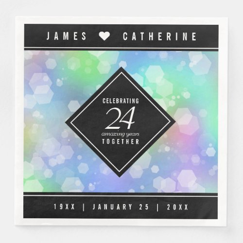 Elegant 24th Opal Wedding Anniversary Celebration Paper Dinner Napkins