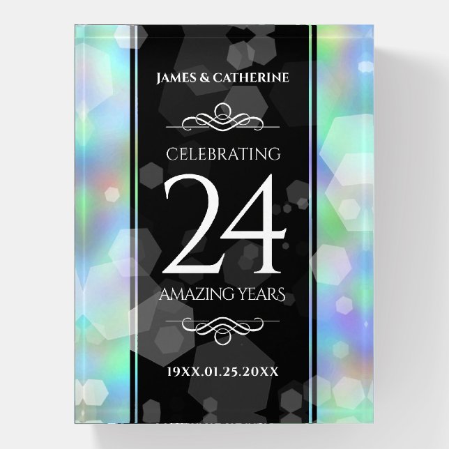 Elegant 24th Opal Wedding Anniversary Celebration  Paperweight (Vertical)