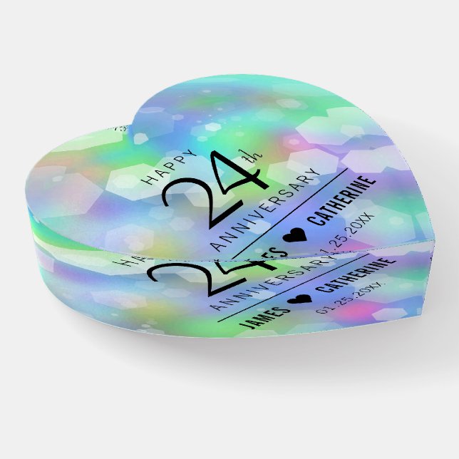 Elegant 24th Opal Wedding Anniversary Celebration Paperweight (Angled)