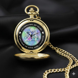 Elegant 24th Opal Wedding Anniversary Celebration Pocket Watch