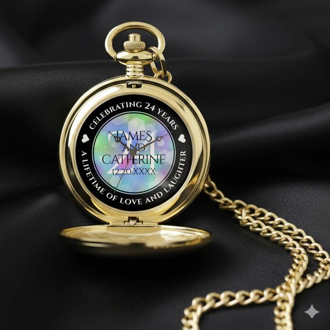Elegant 24th Opal Wedding Anniversary Celebration Pocket Watch (Elegant 24th Opal Wedding Anniversary Pocket Watch Cover Photo)