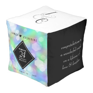 Elegant 24th Opal Wedding Anniversary Celebration Pouf