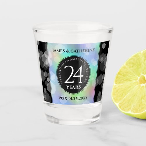 Elegant 24th Opal Wedding Anniversary Celebration Shot Glass