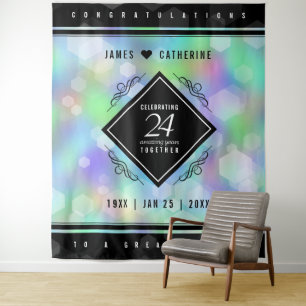 Elegant 24th Opal Wedding Anniversary Celebration Tapestry