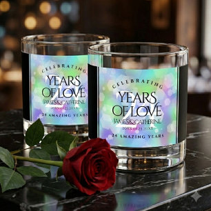 Elegant 24th Opal Wedding Anniversary Celebration Whiskey Glass