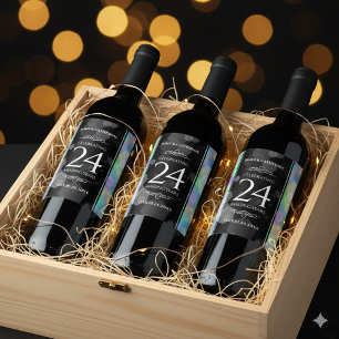 Elegant 24th Opal Wedding Anniversary Celebration Wine Label
