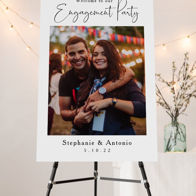 Elegant 24x36 Calligraphy Engagement Party Sign (In Situ (Stand))