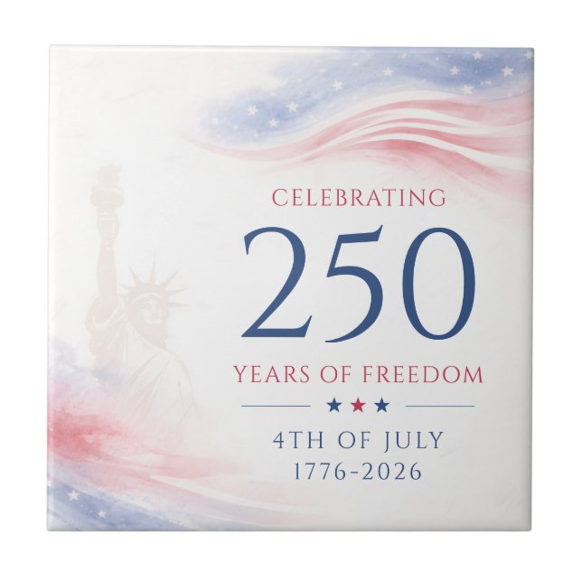 Elegant 250th American Independence Day 4th July Ceramic Tile (Front)