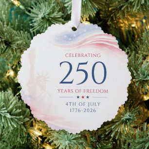 Elegant 250th American Independence Day 4th July Ornament Card
