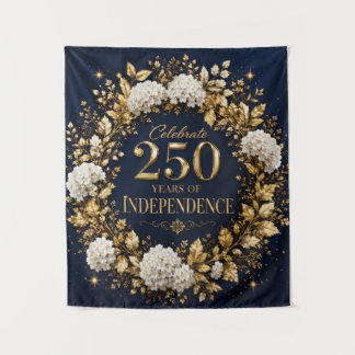 Elegant 250th Independence Day Navy & Gold Floral  Tapestry