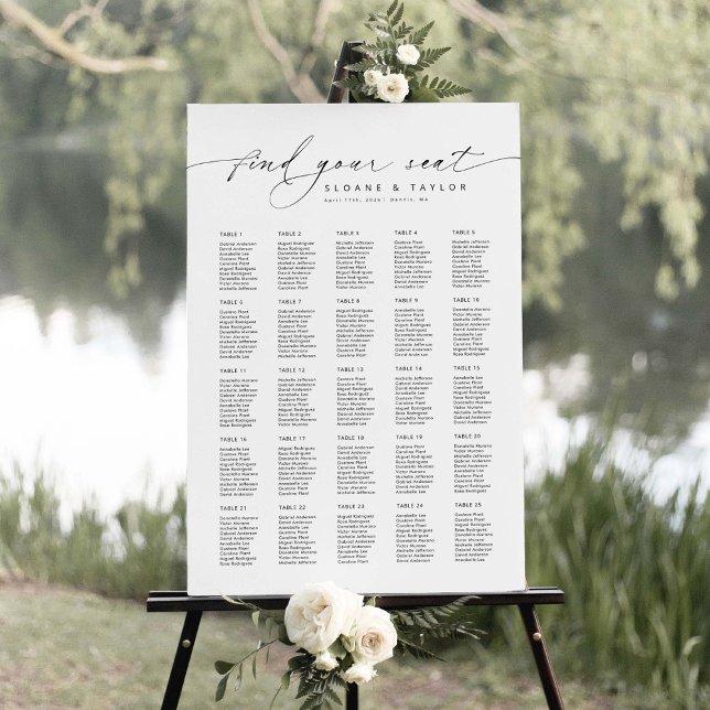 Elegant 25 Tables Welcome Seating Chart Foam Board (Creator Uploaded)