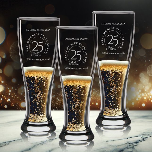 Elegant 25-Year School College Class Reunion Pilsner Glass (25-Year School College Class Reunion Pilsner Glasses Cover Photo)
