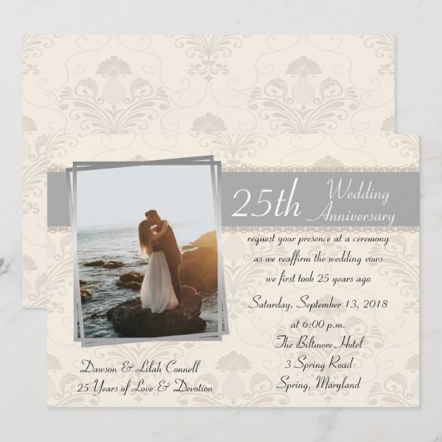 Elegant 25th Anniversary Celebration Invitation (Front/Back)