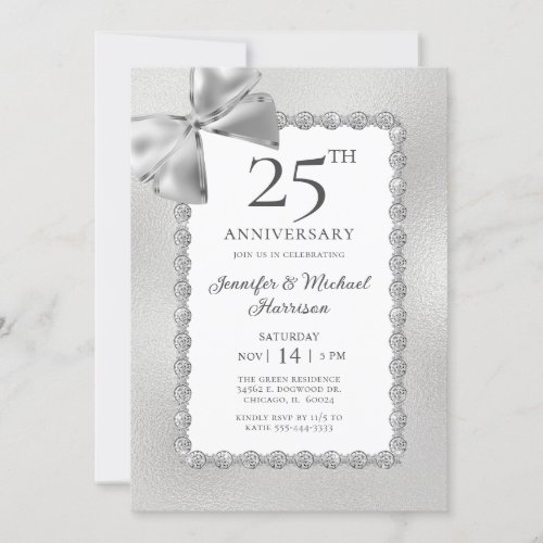 Elegant 25th Anniversary Invitation