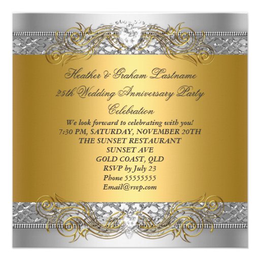 Elegant 25th Anniversary Silver Gold Celebration Announcements