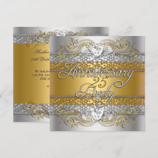 Elegant 25th Anniversary Silver Gold Celebration Invitation