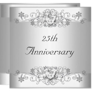 Elegant 25th Anniversary Silver White Diamond Card