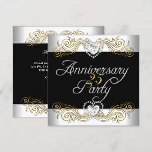 Elegant 25th Anniversary Silver White Diamond Invitation