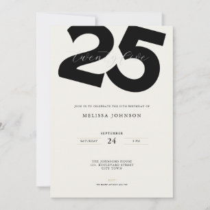 Elegant 25th Birthday Invitation - Minimal Style