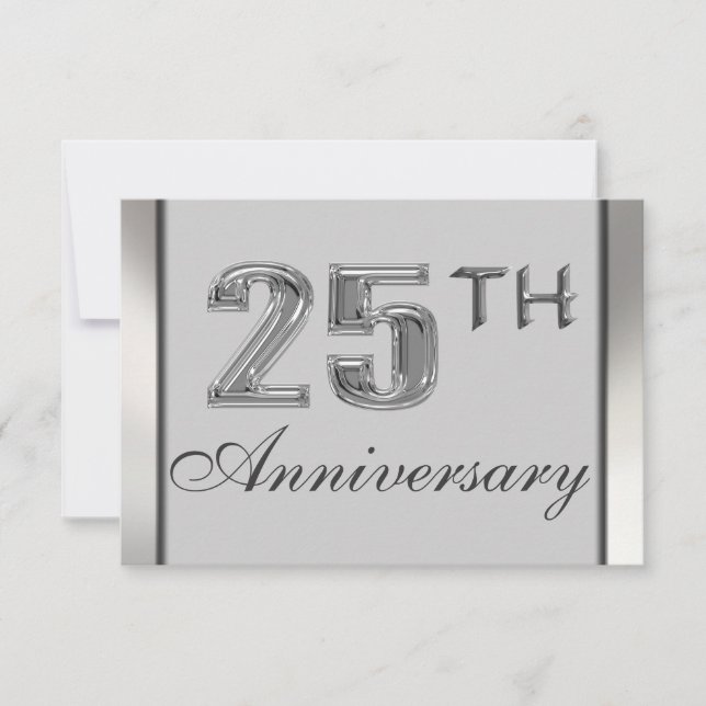 Elegant 25th Silver Anniversary Party Invitations (Front)