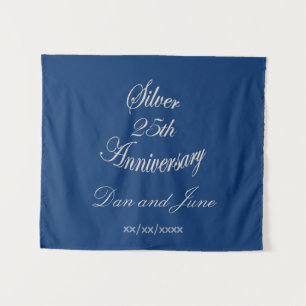 Elegant 25th Silver Anniversary Personalized Tapestry