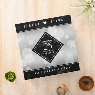 Elegant 25th Silver Wedding Anniversary 3 Ring Binder