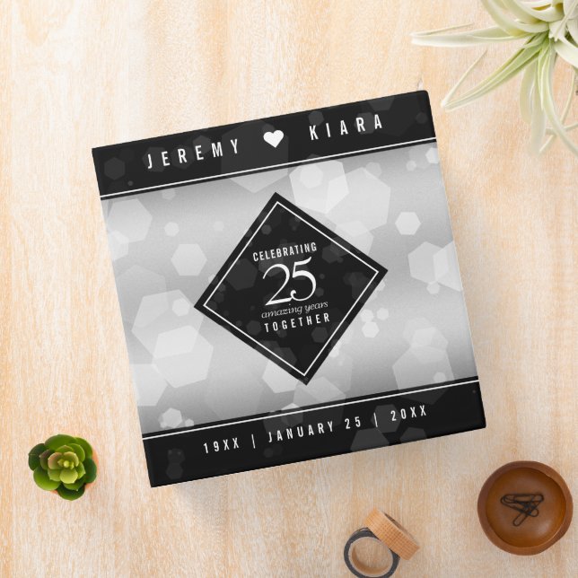 Elegant 25th Silver Wedding Anniversary 3 Ring Binder (In Situ)