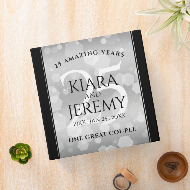 Elegant 25th Silver Wedding Anniversary 3 Ring Binder (In Situ)