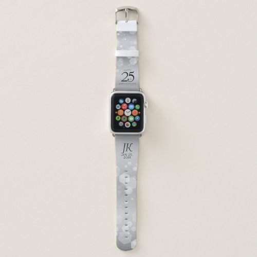 Elegant 25th Silver Wedding Anniversary Apple Watch Band