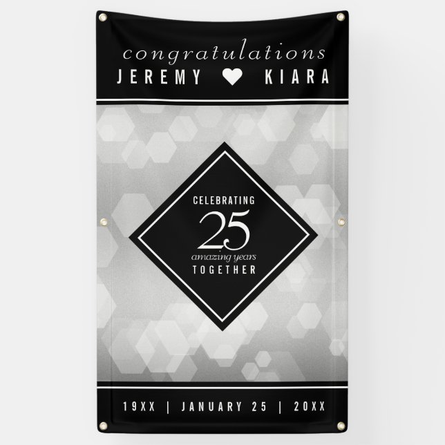 Elegant 25th Silver Wedding Anniversary Banner (Vertical)
