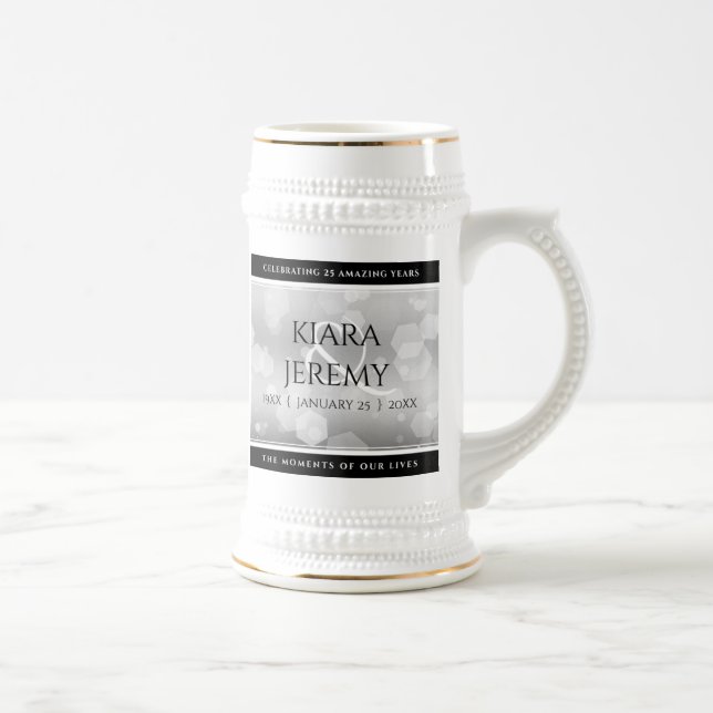 Elegant 25th Silver Wedding Anniversary Beer Stein (Right)