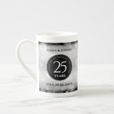 Elegant 25th Silver Wedding Anniversary Giant Coffee Mug