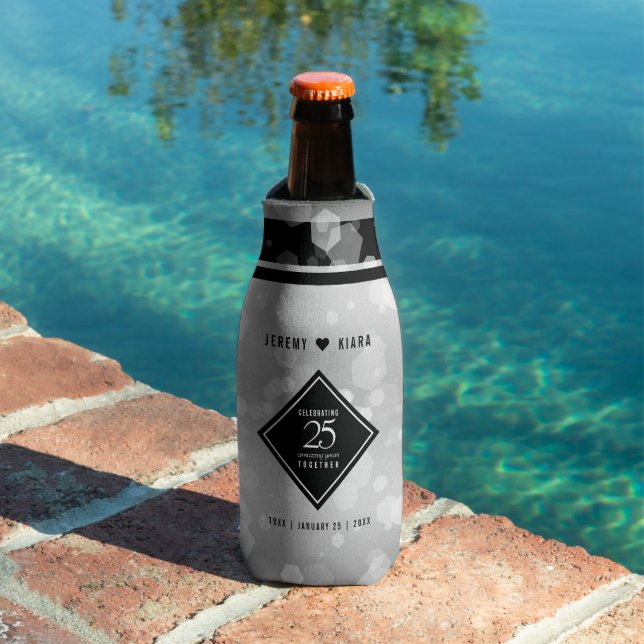 Elegant 25th Silver Wedding Anniversary Bottle Cooler (In Situ Pool)