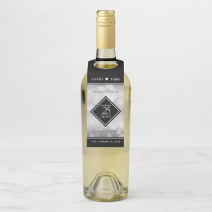 Elegant 25th Silver Wedding Anniversary Bottle Hanger Tag