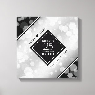 Elegant 25th Silver Wedding Anniversary Canvas Print