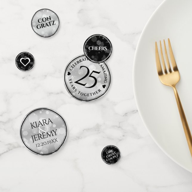 Elegant 25th Silver Wedding Anniversary Confetti (Group)