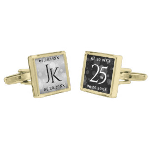 Elegant 25th Silver Wedding Anniversary Cufflinks