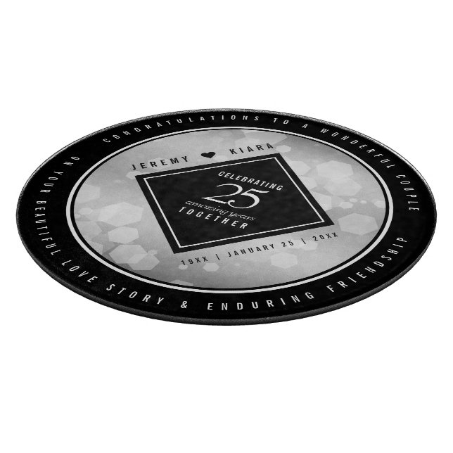 Elegant 25th Silver Wedding Anniversary Cutting Board (Corner)