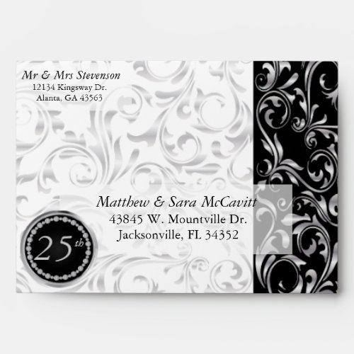 Elegant 25th Silver Wedding Anniversary Envelope