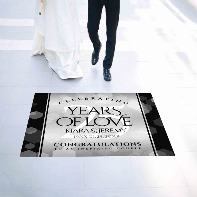 Elegant 25th Silver Wedding Anniversary Floor Decals (Wedding)
