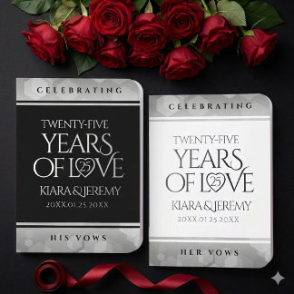 Elegant 25th Silver Wedding Anniversary Foil Vow Books