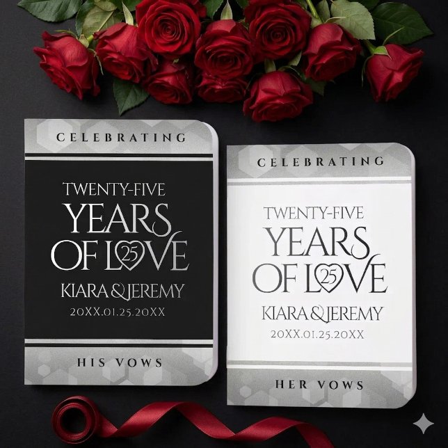 Elegant 25th Silver Wedding Anniversary Foil Vow Books (Elegant 25th Silver Wedding Anniversary Foil Vow Book Set Cover Photo)