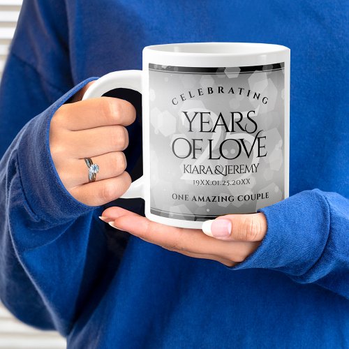 Elegant 25th Silver Wedding Anniversary Giant Coffee Mug