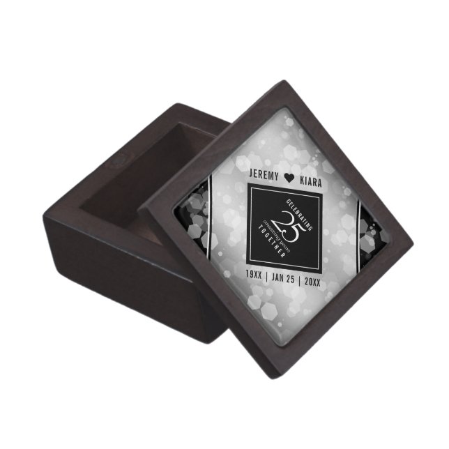 Elegant 25th Silver Wedding Anniversary Gift Box (Opened)