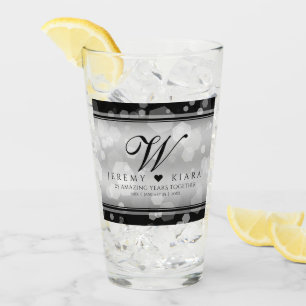 Elegant 25th Silver Wedding Anniversary Glass