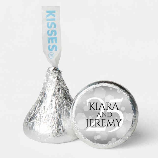 Elegant 25th Silver Wedding Anniversary Hershey®'s Kisses® (Front)