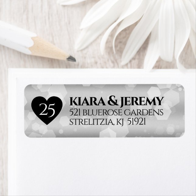 Elegant 25th Silver Wedding Anniversary Label (Insitu)
