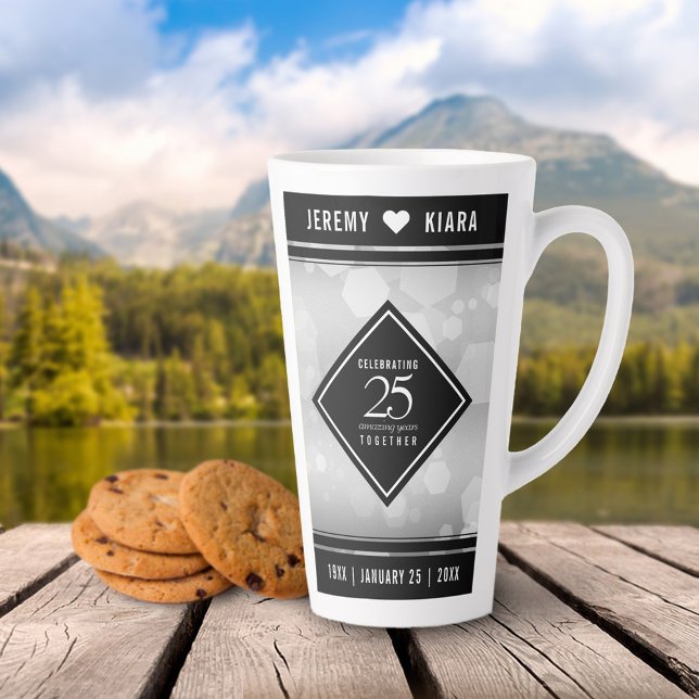 Elegant 25th Silver Wedding Anniversary Latte Mug (Creator Uploaded)