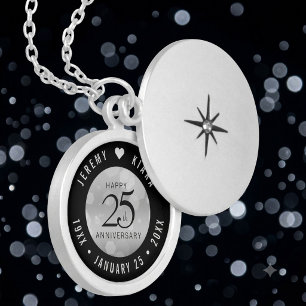 Elegant 25th Silver Wedding Anniversary Locket Necklace